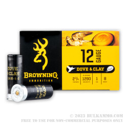 250 Rounds of 12ga Ammo by Browning Dove & Clay - 1 ounce #8 shot