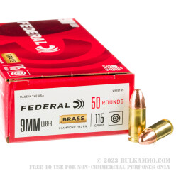 1000 Rounds of 9mm Ammo by Federal - 115gr FMJ