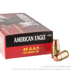 1000 Rounds of .45 GAP Ammo by Federal American Eagle - 185gr FMJ