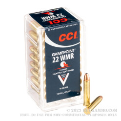 50 Rounds of .22 WMR Ammo by CCI Gamepoint - 40gr JSP