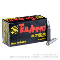 1000 Rounds of .223 Ammo by Tula - 62gr FMJ **POSSIBLE RUST SPOTS**