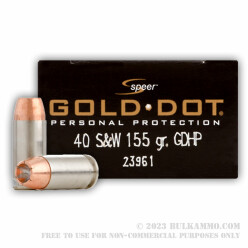 20 Rounds of .40 S&W Ammo by Speer - 155gr JHP