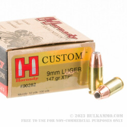 250 Rounds of 9mm Luger Ammo by Hornady XTP - 147gr JHP