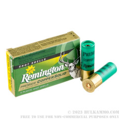 5 Rounds of 12ga Ammo by Remington - 1 ounce Copper Solid Sabot Slug