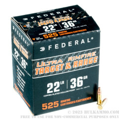 525 Rounds of .22 LR Ammo by Federal Ultra - 36gr CPHP