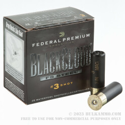 25 Rounds of 12ga Ammo by Federal Blackcloud - 3" 1-1/4 ounce #3 Shot
