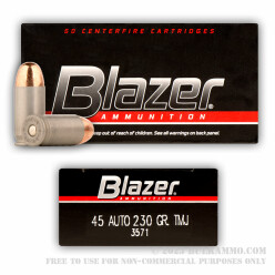 1000 Rounds of .45 ACP Ammo by Blazer - 230gr FMJ