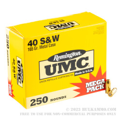 250 Rounds of .40 S&W Ammo by Remington - 165gr MC