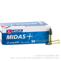 50 Rounds of .22 LR Ammo by Lapua Midas+ - 40gr LRN