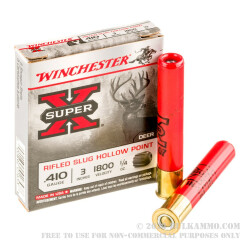 5 Rounds of .410 Ammo by Winchester Super-X - 1/4 ounce HP Rifled Slug