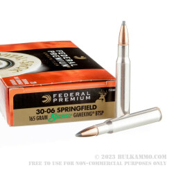 20 Rounds of 30-06 Springfield Ammo by Federal Sierra GameKing - 165gr SPBT