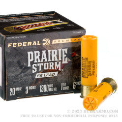 25 Rounds of 20ga Ammo by Federal Prairie Storm FS Lead - 1 1/4 ounce #6 shot