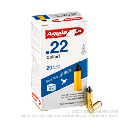 50 Rounds of .22 LR Ammo by Aguila Colibri - 20gr LRN