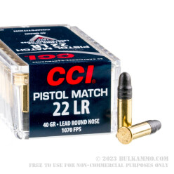 50 Rounds of .22 LR Ammo by CCI - 40gr LRN