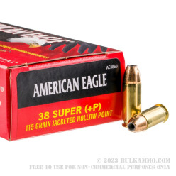 1000 Rounds of .38 Super Ammo by Federal - +P 115gr JHP