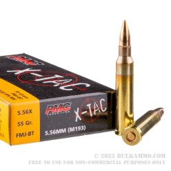 20 Rounds of 5.56x45 Ammo by PMC - 55gr FMJ