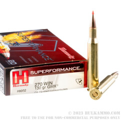 20 Rounds of .270 Win Ammo by Hornady - 130gr GMX