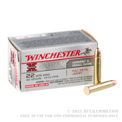 250 Rounds of .22 WMR Ammo by Winchester Super-X - 40gr FMJ