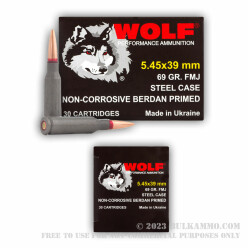 1200 Rounds of 5.45x39mm Ammo by Wolf - 69gr FMJ