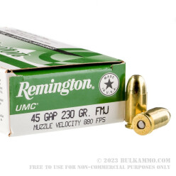 500 Rounds of .45 GAP Ammo by Remington UMC - 230gr FMJ