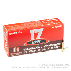 2000 Rounds of .17HMR Ammo by Hornady - 17gr V-Max