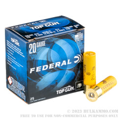 25 Rounds of 20ga Ammo by Federal - 7/8 ounce #8 shot