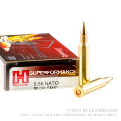 20 Rounds of 5.56x45 Ammo by Hornady - 55gr GMX