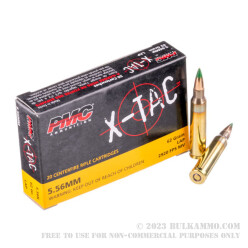 20 Rounds of 5.56x45 Ammo by PMC - 62gr FMJ XM855