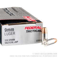 50 Rounds of 9mm Ammo by Federal - 124gr JHP