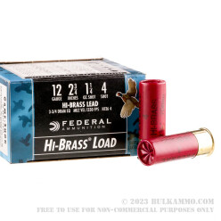 250 Rounds of 12ga Ammo by Federal - 1 1/4 ounce #4 shot