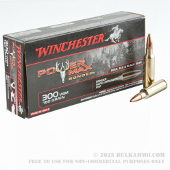 20 Rounds of .300 Win Short Mag Ammo by Winchester Power Max Bonded- 180gr HP