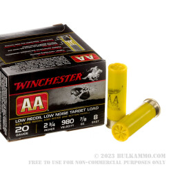25 Rounds of 20ga 2-3/4" Ammo by Winchester AA Low Recoil Target - 7/8 ounce #8 shot