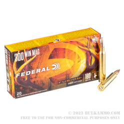 20 Rounds of .300 Win Mag Ammo by Federal - 180gr Fusion