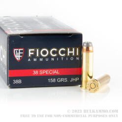 1000 Rounds of .38 Spl Ammo by Fiocchi - 158  Grain JHP