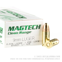50 Rounds of 9mm Ammo by Magtech Clean Range - 124gr FEB 
