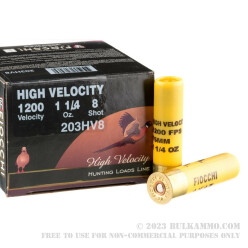 25 Rounds of 20ga 3" Ammo by Fiocchi Optima - High Velocity - 1 1/4 ounce #8 shot