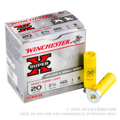250 Rounds of 20ga Ammo by Winchester Super-X - 1 ounce #8 shot
