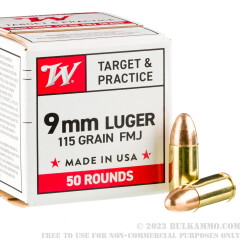 1000 Rounds of 9mm Ammo by Winchester - 115gr FMJ