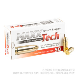 50 Rounds of 9mm Ammo by MAXX Tech - 124gr FMJ