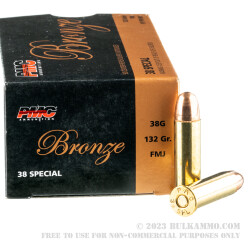 1000 Rounds of .38 Spl Ammo by PMC - 132gr FMJ