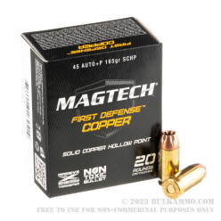 20 Rounds of .45 ACP +P Ammo by Magtech First Defense - 165gr SCHP