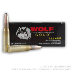 20 Rounds of 7.62x54r Ammo by Wolf - 180gr SP