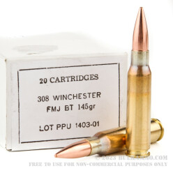 20 Rounds of .308 Win Ammo by Prvi Partizan - 145gr FMJBT