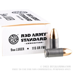 1000 Rounds of 9mm Ammo by Red Army Standard - 115gr FMJ