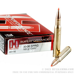 20 Rounds of 30-06 Springfield Ammo by Hornady Superformance - 165gr GMX