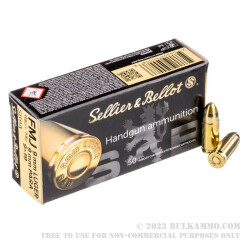 50 Rounds of 9mm Ammo by Sellier & Bellot - 115gr FMJ