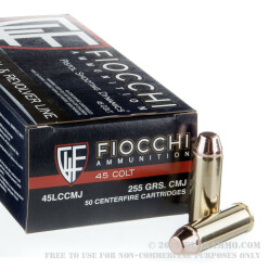 50 Rounds of .45 Long-Colt Ammo by Fiocchi - 255gr CMJ