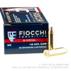 50 Rounds of .38 Spl Ammo by Fiocchi - 148gr SJHP