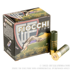 25 Rounds of 12ga Ammo by Fiocchi Golden Waterfowl - 3" 1 1/4 ounce #3 Steel Shot