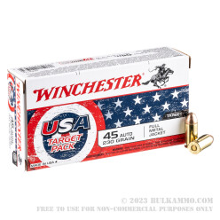 500 Rounds of .45 ACP Ammo by Winchester USA Target Pack - 230gr FMJ